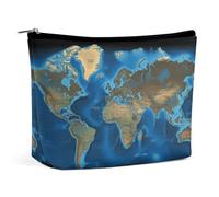 MNVTSKOP Trousse de maquillage de voyage avec carte du monde - Grande capacité - Trousse de toilette portable tendance pour femme