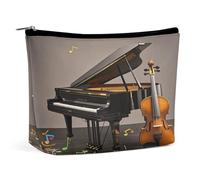 MNVTSKOP Trousse de maquillage de voyage avec notes de musique et piano - Grande capacité - Portable - Tendance - Pour femme