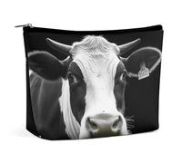 MNVTSKOP Trousse de maquillage de voyage avec tête de vache drôle - Grande capacité - Trousse de toilette portable tendance pour femme
