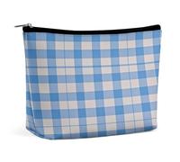MNVTSKOP Trousse de maquillage de voyage bleue et blanche de grande capacité, trousse de toilette portable tendance pour femme