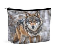 MNVTSKOP Trousse de maquillage de voyage de grande capacité avec motif loup - Trousse de toilette portable tendance pour femme