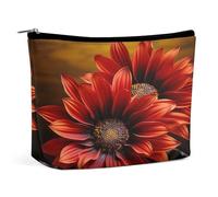 MNVTSKOP Trousse de maquillage de voyage de grande capacité, motif tournesol rouge, trousse de toilette portable tendance pour femme