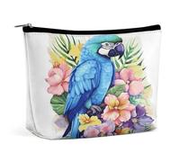 MNVTSKOP Trousse de toilette de voyage de grande capacité, motif perroquet bleu dans des fleurs, trousse de toilette portable tendance pour femme