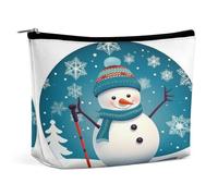 MNVTSKOP Trousse de toilette portable de grande capacité pour femme - Motif bonhomme de neige et flocon de neige