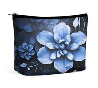 MNVTSKOP Trousse de toilette portable de grande capacité pour femme Motif fleur bleue