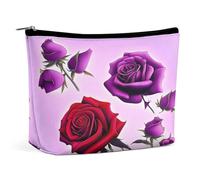 MNVTSKOP Trousse de toilette portable de grande capacité pour femme Motif roses rouges et violettes