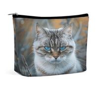 MNVTSKOP Trousse de toilette portable tendance pour femme Motif chat gris et blanc Grande capacité