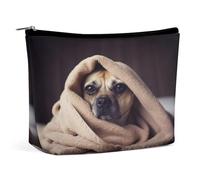 MNVTSKOP Trousse de toilette portable tendance pour femme Motif chien dans une couverture Grande capacité