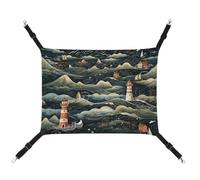 MNVTSKOP Un phare noir Hamac pour animal domestique Hamac à suspendre avec sangles réglables et crochets en métal pour petit animal domestique Lit doux pour intérieur et extérieur