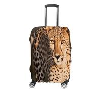 MNVTSKOP Wild Cheetah Housse de protection en polyester élastique pour valise, résistante aux rayures et lavable, blanc, S