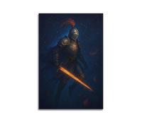 MNXBCL Impression sur toile représentant un chevalier avec une épée de feu dans l'espace - Décoration murale moderne pour chambre à coucher - 40 x 60 cm