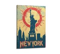 MNXBCL Poster décoratif sur toile Statue de la Liberté de New York - Poster et image d'art moderne pour chambre à coucher (60 x 90 cm)