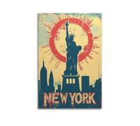 MNXBCL Poster décoratif sur toile Statue de la Liberté de New York - Poster et image d'art moderne pour chambre à coucher (60 x 90 cm)