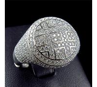 Mnyixsi Bague pour homme en argent sertie de strass synthétiques - Bague de style hip hop pour homme - Bijou personnalisé - Taille 11