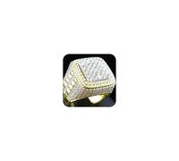 Mnyixsi Bague pour homme en or 14 carats sertie de faux diamants - Bague de luxe Hip Hop - Taille 12