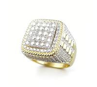 Mnyixsi Bague pour homme en or 14 carats sertie de faux diamants - Bague de luxe Hip Hop - Taille 8