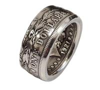 Mnyixsi Bague tendance en argent sterling 925 pour homme, style vintage, emblème national des États-Unis, pièce gravée, viking, rock, punk, hip-hop, taille 9