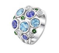 Mnyixsi Bague tendance en argent sterling avec oxyde de zirconium coloré pour femme, imitation multicolore en argent avec pierre AAA CZ pierre pour cocktail, fête, promesse d'éternité, bague cadeau