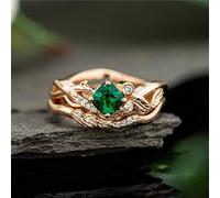 Mnyixsi Bague tendance en forme de feuille d'or CZ pour femme, bague en or délicat, pierre de naissance classique, bague empilable, solitaire de mariage, bague de fiançailles taille 10