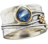 Mnyixsi Bague vintage en argent sterling 925 avec pierre de lune bleue - Bague de fiançailles - Style rétro princesse - En forme de goutte d'eau, Size 6, Pierre précieuse, Diamant