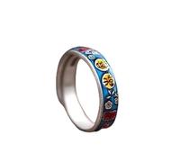 Mnyixsi Bague vintage en argent sterling 925 pour femme, bague ouverte empilable en émail doré tendance, sculptée à la main, style ethnique national, délicat, paysage, marée en émail