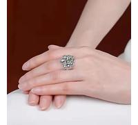 Mnyixsi Bague vintage en argent thaïlandais en trois dimensions de style national phénix pour femme, cadeau personnalité, bagues punk ouvertes et réglables