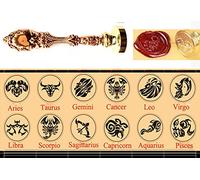 MNYR Sceau de cire en forme de constellation Scorpion rétro avec poignée en métal or rose pour invitation de mariage - Idée cadeau exceptionnelle - Logo monogramme personnalisé - Kit de cachet de cire