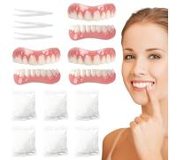 MNYXIS 3 Ensembles Facette Dentaire et Prothèse Dentaire Silicone Haut et Bas, Dentier Provisoire Naturel à Poser Soi-Même, Kit de Fausse Dent avec Perles de Réparation et Pince pour Sourire Parfait