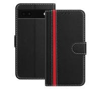 Mo-Beauty Coque Compatible avec pour Google Pixel 6A,Cuir PU Portefeuille Rabat Clapet Case [Fermeture magnétique] [3 Porte Cartes] [ Antichoc Stand ] Etui pour Google Pixel 6A(Noir)