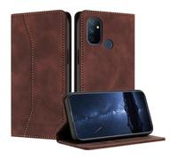Mo-Beauty Coque Compatible avec pour OnePlus Nord N100, Etui Protection Housse en Cuir PU Portefeuille Rabat Clapet Case, Pochette Flip Fermeture Magnétique Étui Case Coque Cuir (Marron)