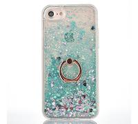 Mo-Beauty - Coque de protection en plastique transparent pour iPhone 6/6S avec protecteur d'écran en verre trempé et paillettes flottant dans du liquide