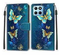 Mo-Beauty Coque Honor 70 Lite 5G/Honor X8 5G/Honor X6 4G, Etui Premium Housse en Cuir Pochette Protection Portefeuille Rabat Clapet Case Porte Carte Magnétique Étui Antichoc Cover (Papillon 4)