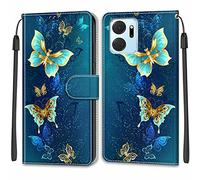 Mo-Beauty Coque Honor X7A/Play 7T, Housse Honor X7A/Play 7T, Etui Premium Housse en Cuir Pochette Protection Portefeuille Rabat Clapet Case Porte Carte Magnétique Étui Antichoc Cover (Papillon 4)