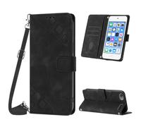 Mo-Beauty Coque pour iPod Touch 7/6 / 5, PU Leather Flip Portefeuille Étui en Cuir, [3 Porte Cartes] [Fermeture magnétique] [Bandoulière Réglable] Coque pour iPod Touch 7 - Noir