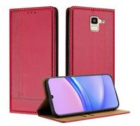 Mo-Beauty Coque pour Samsung Galaxy J6 2018, Etui pour Samsung J6 2018, Housse avec Fermeture Magnétique Porte Cartes 360 Degrés Antichoc Protection Stand Fonction - Rouge