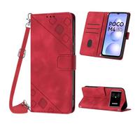 Mo-Beauty Coque pour Xiaomi POCO M4 5G/M5 5G/M5 4G, PU Leather Flip Portefeuille Étui en Cuir, [3 Porte Cartes] [Fermeture magnétique] [Bandoulière Réglable] Coque pour Xiaomi POCO M4 5G - Rouge