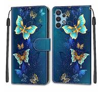 Mo-Beauty Coque Samsung Galaxy A32 4G/A32 Lite, Etui Samsung A32 4G/A32 Lite Housse en Cuir Pochette Protection Portefeuille Rabat Clapet Case Porte Carte Magnétique Étui Antichoc Cover (Papillon 4)