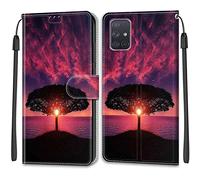 Mo-Beauty Coque Samsung Galaxy A71 4G, Housse Samsung A71 4G, Etui Premium Housse en Cuir Pochette Protection Portefeuille Rabat Clapet Case Porte Carte Magnétique Étui Antichoc Cover (Crépuscule)