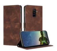 Mo-Beauty Etui Coque pour Samsung Galaxy A6 Plus 2018 / A9 Star Lite, Coque de Telephone en Cuir de Première Qualité [Pochette de Portefeuille] - Marron