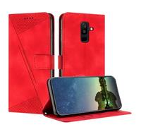 Mo-Beauty Etui Coque pour Samsung Galaxy A6 Plus 2018 / A9 Star Lite, Coque de Telephone en Cuir de Première Qualité [Pochette de Portefeuille] - Rouge