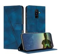 Mo-Beauty Etui Coque pour Samsung Galaxy A6 Plus 2018 / A9 Star Lite, Coque de Telephone en Cuir de Première Qualité [Pochette de Portefeuille] - Bleu