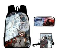 Mo Dao Zu Shi Sac à dos 3 pièces, Anime Wei Wu Xian/LAN Wang Ji Sac à dos d'école Anime Étudiants Cartable + Trousse + Sac à bandoulière, Mo Dao Zu Shi 3, 30*13*40cm
