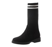 Mo Joc Bottes en tricot pour femme - Talon côtelé élastique de 3 cm - Pour les balades en ville et le bureau, Noir moyen, 38 EU