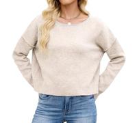 Mo Joc Chemisier en tricot viscose pour femme - Haut à bords doublés pour l'université et les balades en ville, beige, S