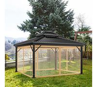 Mo-Net - Filet de rechange universel à 4 panneaux avec fermeture éclair et filet Mo-Squito imperméable pour tonnelle d'extérieur (3 x 3,6 m, marron)