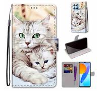 Mo-Somnus Coque pour Huawei Honor X8 5G / X6 4G / 70 Lite, Etui en Cuir PU Portefeuille Housse Coque avec 360 Degrés Silicone Antichoc Protection Cover Cuir Pochette Flip Béquille (Chat 2)