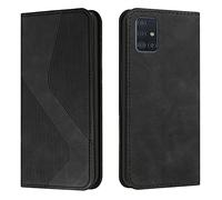 Mo-Somnus Coque pour Samsung Galaxy A51 5G, Étui en Cuir Portefeuille avec Rabat Magnétique, Housse de Protection (Noir)