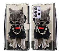 Mo-Somnus Coque pour Samsung Galaxy A52 5G, Etui en Cuir PU Portefeuille Housse Coque avec 360 Degrés Silicone Antichoc Protection Cover Cuir Pochette Magnétique und Flip Béquille (Chats 3)
