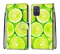 Mo-Somnus Coque pour Samsung Galaxy A71 5G, Etui en Cuir PU Portefeuille Housse Coque avec 360 Degrés Silicone Antichoc Protection Cover Cuir Pochette Magnétique und Flip Béquille (Citron)