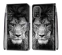 Mo-Somnus Coque pour Xiaomi Mi 10T/10T Pro 5G / Redmi K30S, Etui en Cuir PU Portefeuille Housse Coque avec 360 Degrés Silicone Antichoc Protection Cover Cuir Magnétique und Flip Béquille (Lion)
